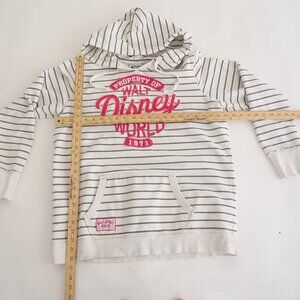 Disney Parks Walt Disney World White Gray Stripe Cotton Hoodie Sweatshirt 2Xl